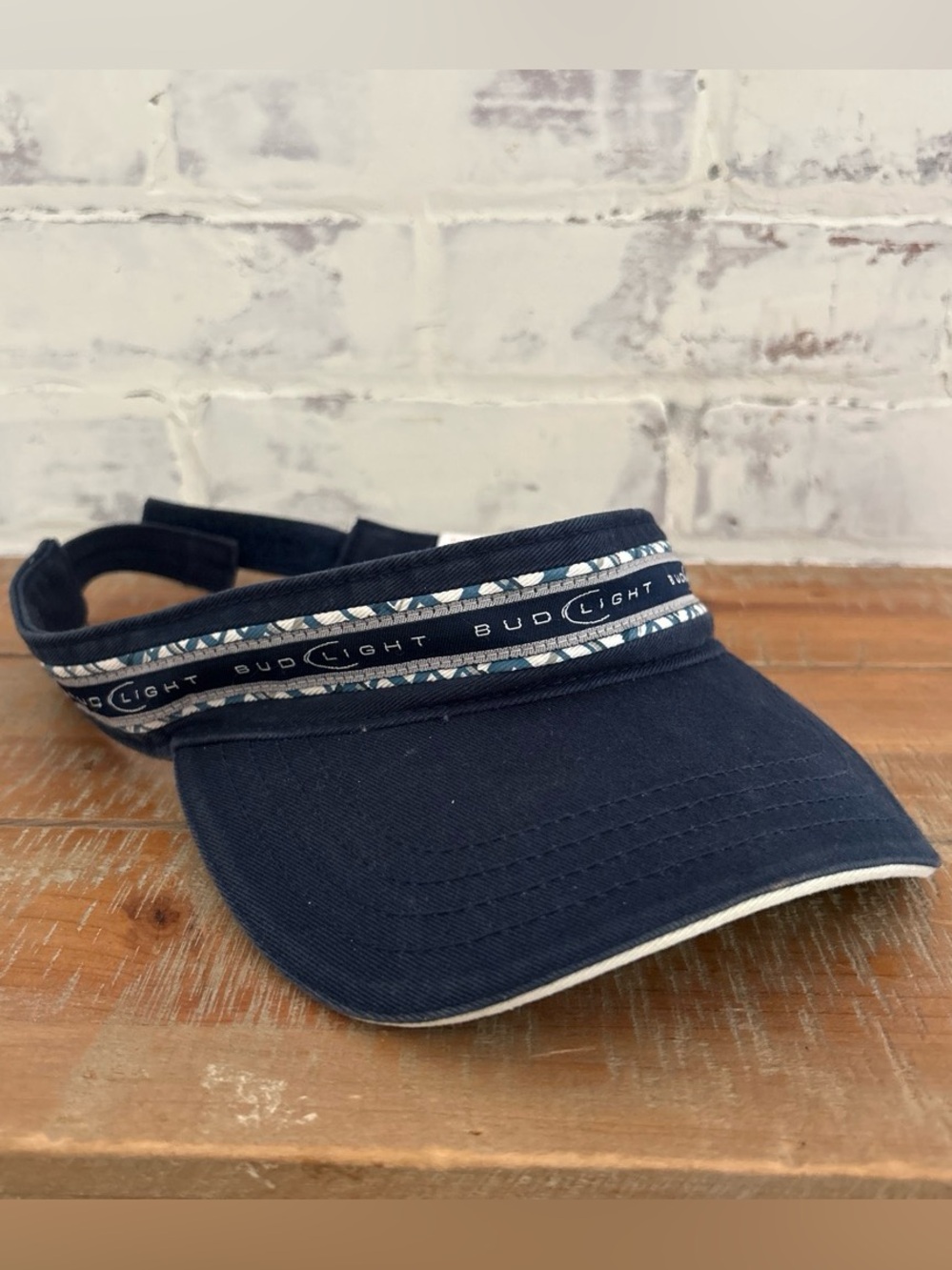 Bud Light Visor Banded Beer Logo Navy Blue 2005 Golf Preppy Party Summer